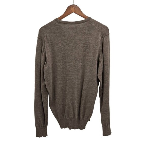 Riley Knit Sweater Merino Wool Womens Size Medium 8 10 Heather Brown V Neck Soft - Picture 2 of 7